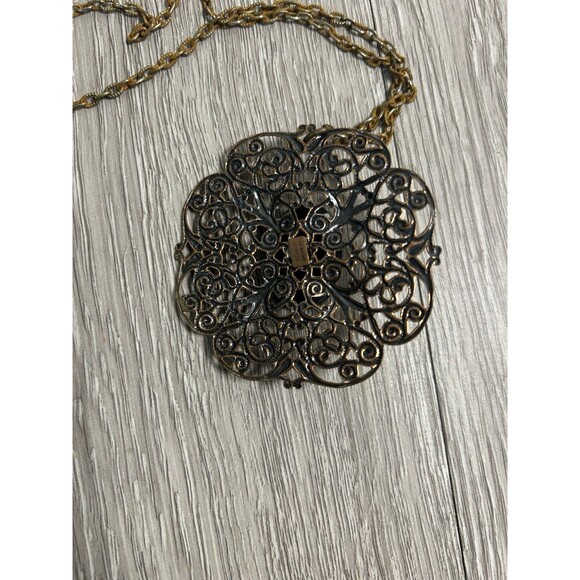 Vintage Copper Pendant Statement Necklace With Turquoise Stone READ - Picture 5 of 7